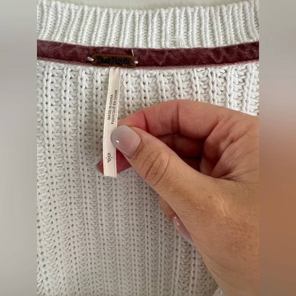 Free People Damsel Bell Sleeve Knit Sweater-White
